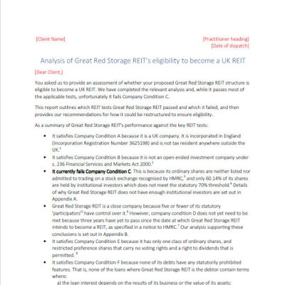UK Reits Simple case failure letter